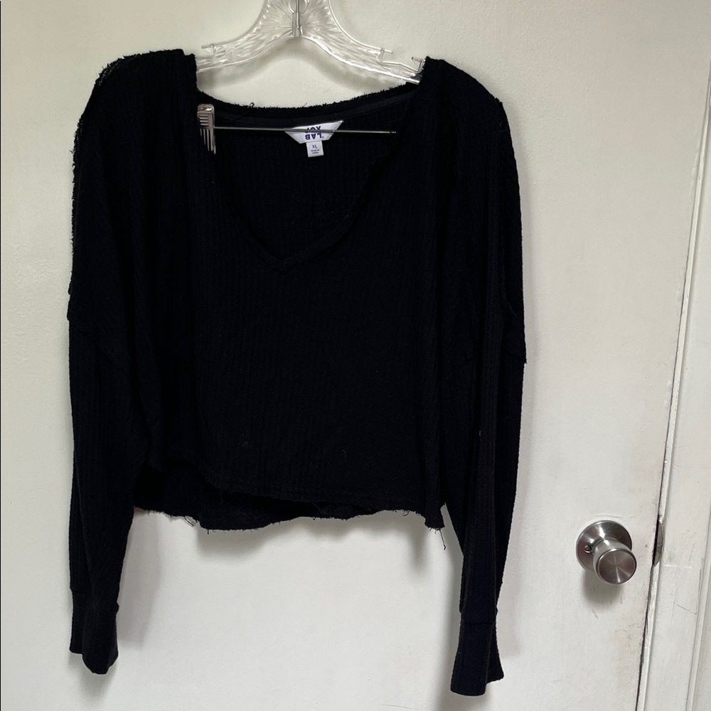 Black Long Sleeve Crip Top 2-03
